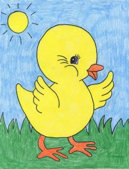 胖胖的小黄鸭可爱动物画优秀作品分享