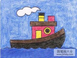 交通工具儿童画作品之大海上的船