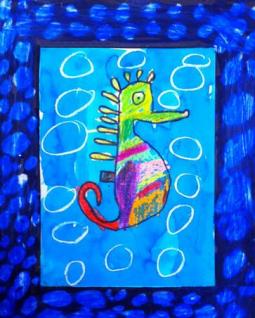 彩色的小海马海底世界儿童画图片
