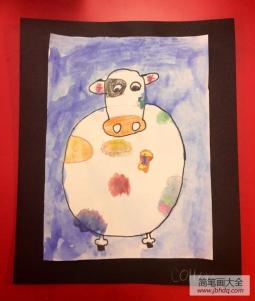 圆滚滚的大奶牛小学生动物画画大全