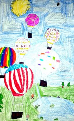 漫天飞舞的热气球关于热气球的儿童画图片展示