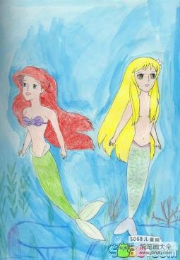 爱丽儿和她的姐姐美人鱼画画图片欣赏