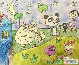 和动物朋友一起野餐快乐的夏天儿童画