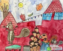 忙碌的松鼠一家人画秋天图画分享