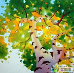 秋天的白桦树油画秋天的画作品欣赏
