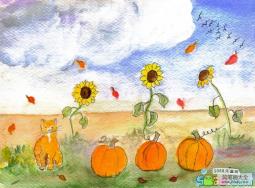 向日葵和南瓜秋天到了绘画图片欣赏