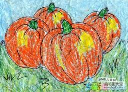 南瓜成熟了秋天蔬菜绘画图片欣赏