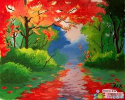 美丽的秋日景色画秋天的画图片分享
