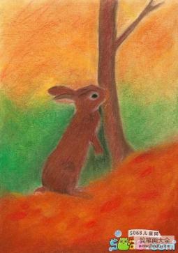 秋日里的小兔子秋天场景画作品欣赏