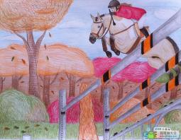 去野外骑马画一幅关于秋天的画