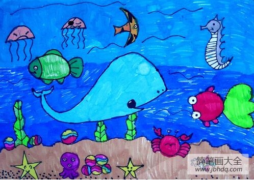 海底世界儿童画：游来游去