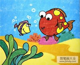 海底世界儿童画：我和妈妈去杭州海底世界游玩
