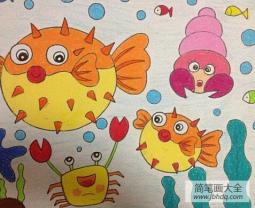 海底世界儿童画：海狮的表演