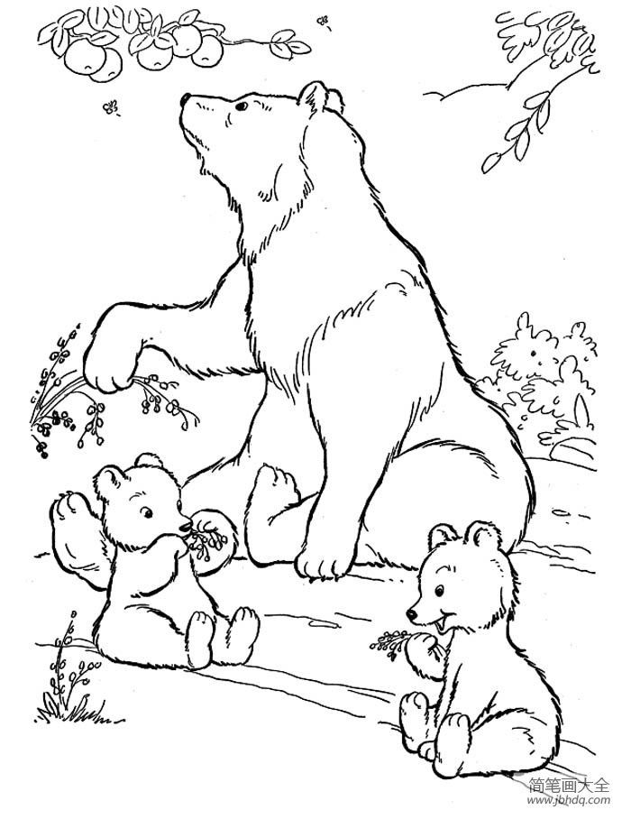 熊妈妈和熊宝宝简笔画图片