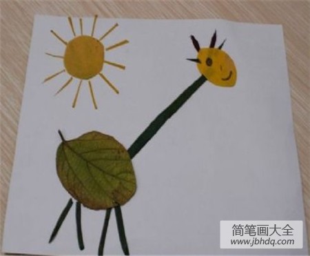 树叶贴画作品：如何教孩子做树叶拼贴画