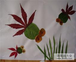 树叶贴画作品：教你如何做精美的树叶贴画!