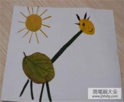 树叶贴画作品：如何教孩子做树叶拼贴画