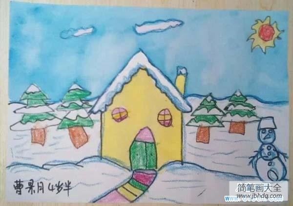 四岁儿童关于冬天的儿童画图片