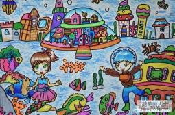 小学生优秀儿童科幻画：遨游水中城市