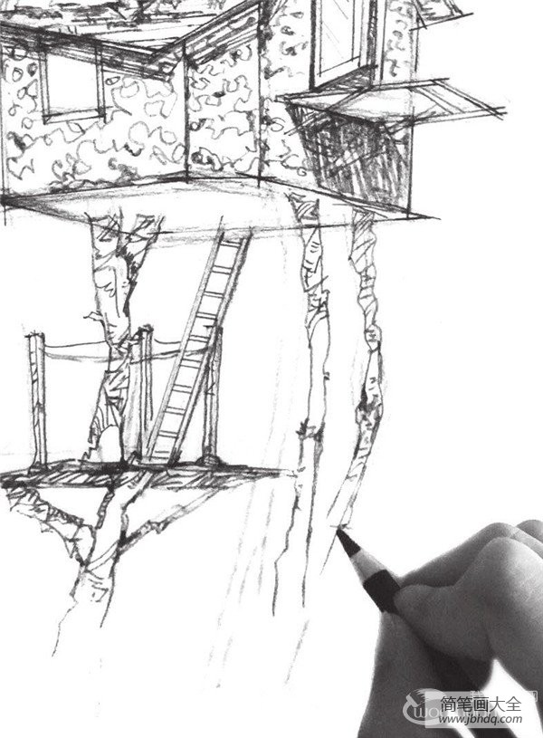 速写空中小屋的绘画技法