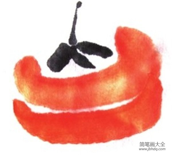 国画柿子的绘画教程
