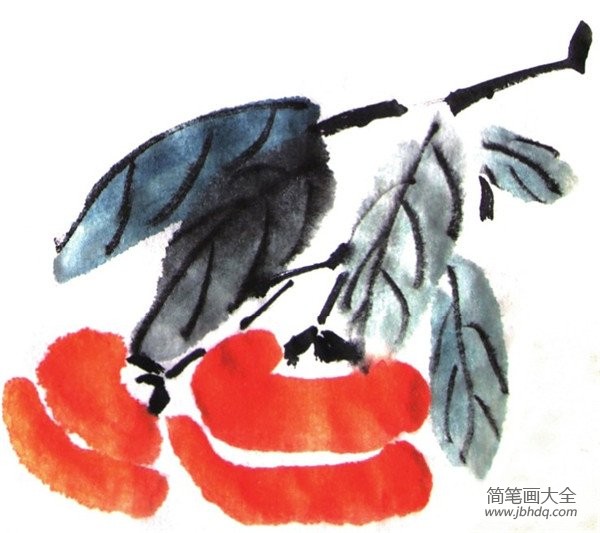 国画柿子的绘画教程
