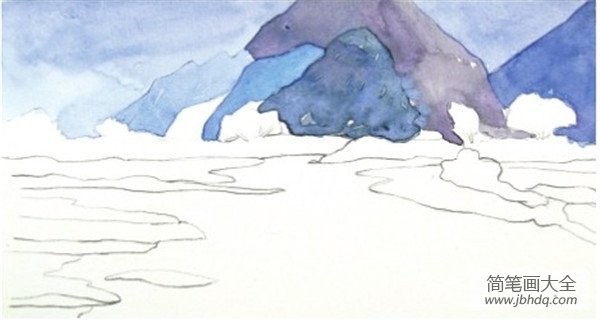 水彩静谧湖面的绘画教程