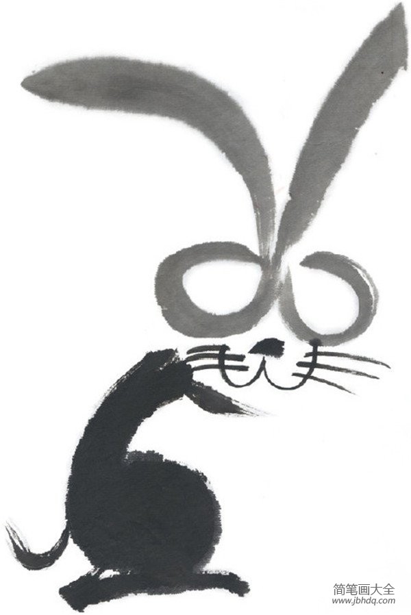 水墨十二生肖卯兔的绘画技法