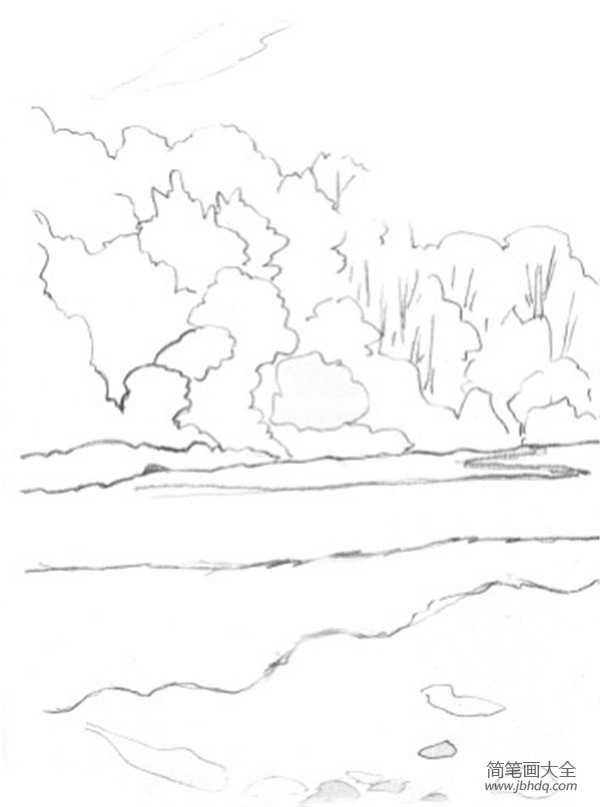水彩倒影法微风吹拂的湖面绘画步骤