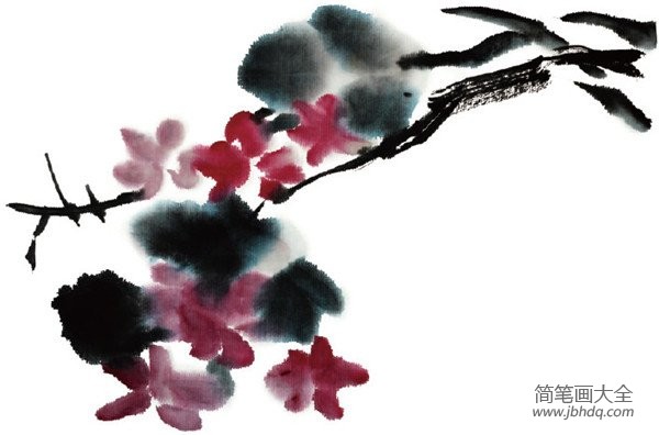 水墨紫薇花的绘画步骤