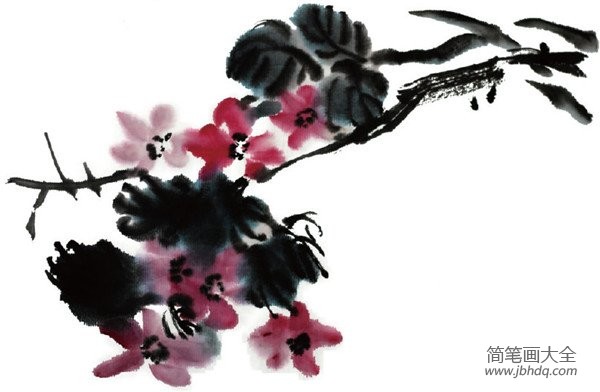 水墨紫薇花的绘画步骤