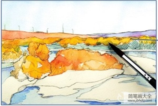 水彩喀纳斯湖的绘画技法