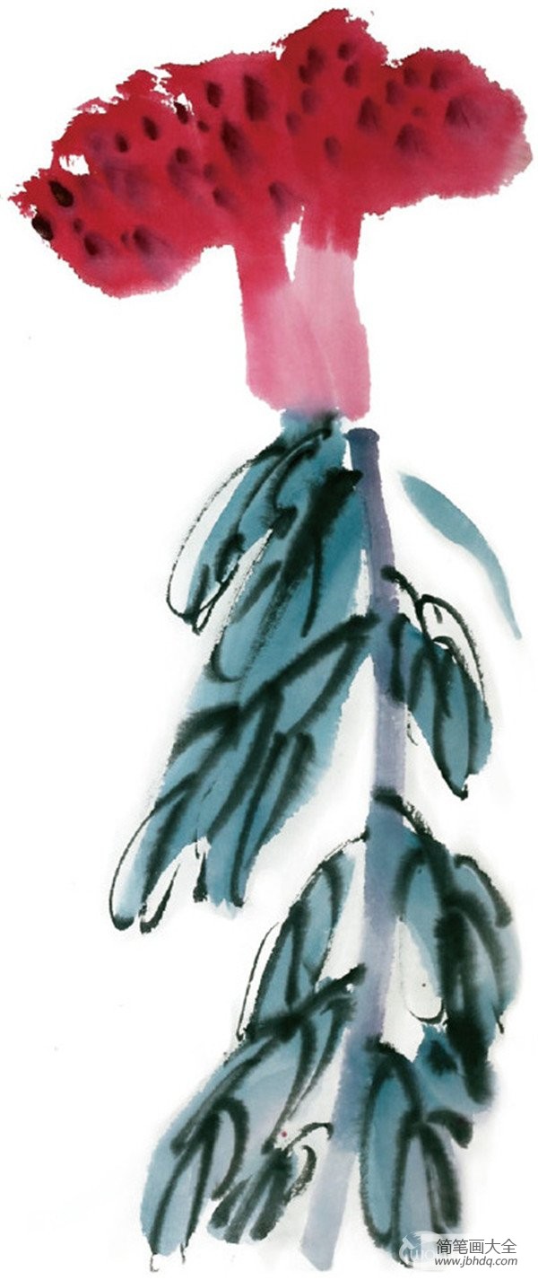 水墨鸡冠花的绘画技法