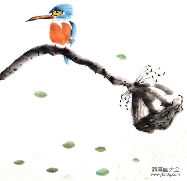 水墨翠鸟的绘画教程