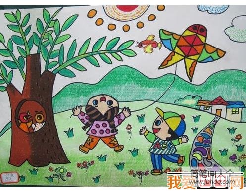 优秀儿童画春天景色的作品欣赏