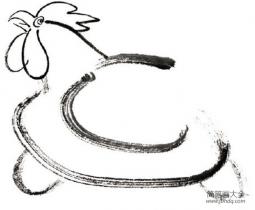 水墨十二生肖酉鸡的绘画技法