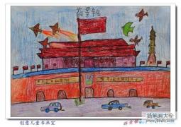 北京天安门阅兵儿童画图片