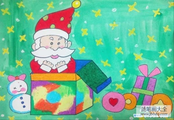 少儿优秀彩色圣诞老人儿童画作品大全