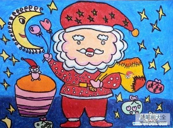 圣诞节儿童画作品：圣诞老人