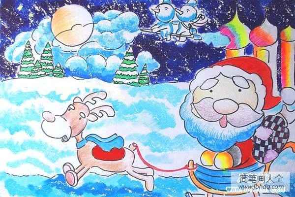 冬天圣诞节儿童绘画图片