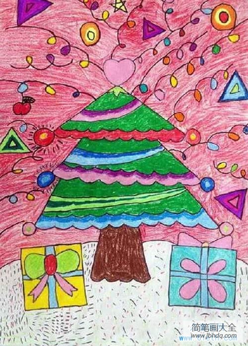 圣诞节儿童画图片：美丽的圣诞树