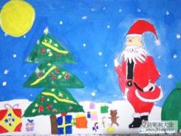 圣诞老人儿童画水彩画图片