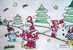 漂亮的圣诞节儿童画画图片