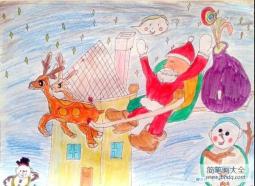 圣诞节儿童画彩笔画作品