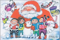 圣诞节儿童画美术绘画作品：同庆圣诞节