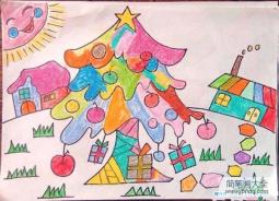 圣诞节圣诞树儿童绘画图片