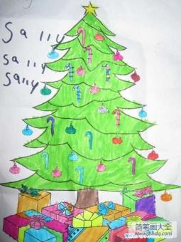 小学生圣诞节圣诞树儿童画图片