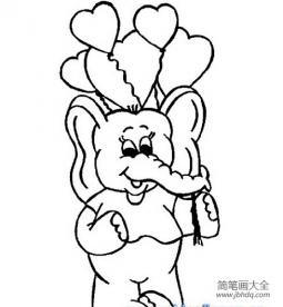 大象也来庆祝儿童节简笔画
