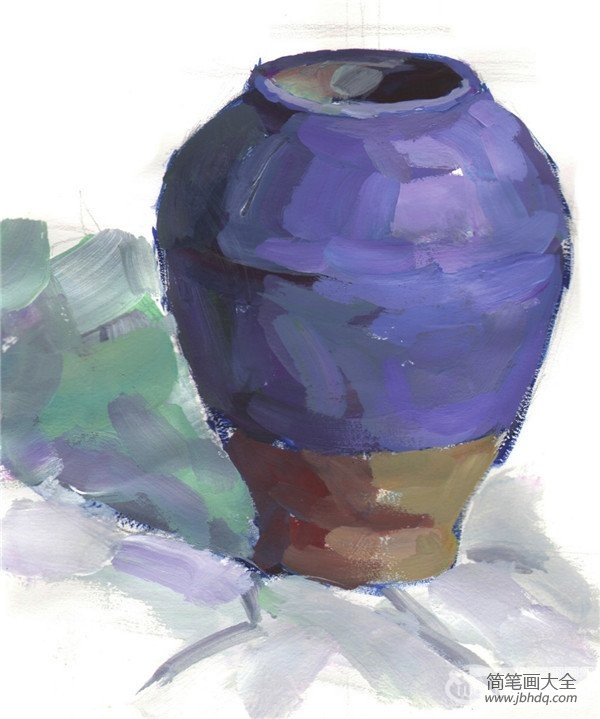 水粉紫色陶罐的绘画技法