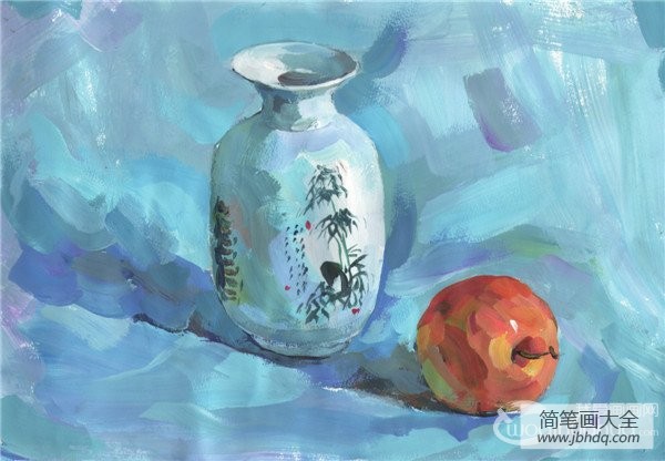 水粉瓶子和苹果的绘画技法